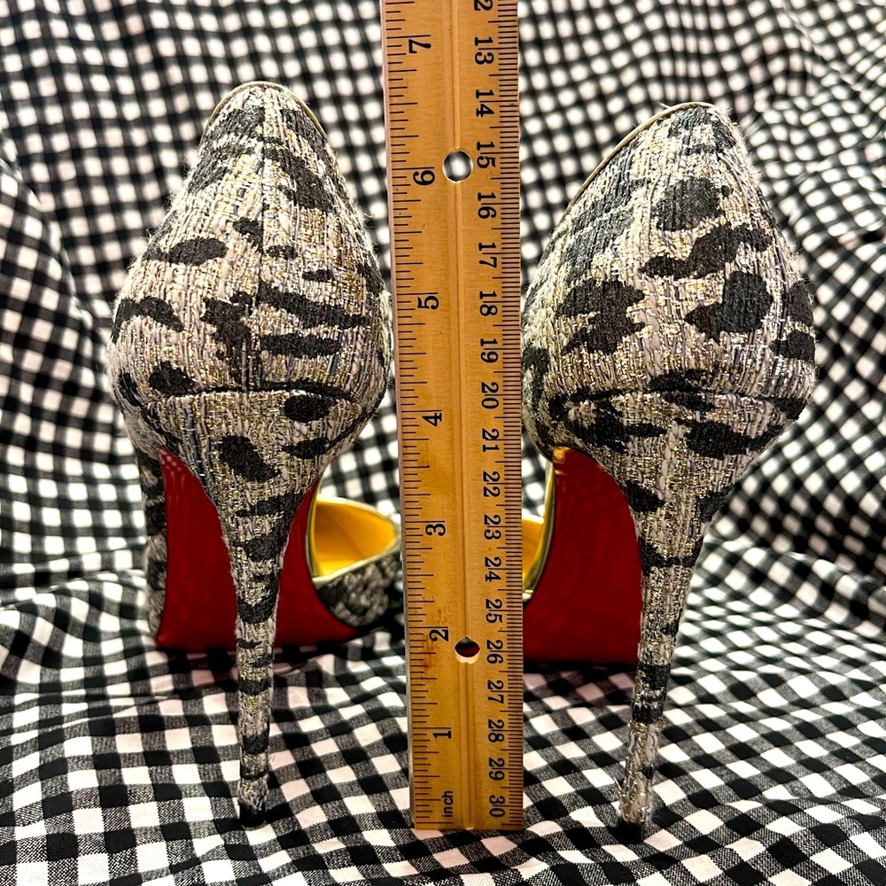 Christian Louboutin * AUTHENTIC *silver leopard heels 8.5 Barely worn